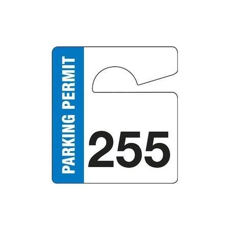 Accuform Parking Permit Tag, Numbered 001-099, Blue, 3in x 2.75in, Laminated PF-Cardstock, 99PK TNT828BUA